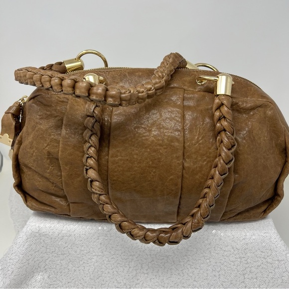 Antonio Melani Brown Leather Braided Handles Hobo Bag / Hobo - Picture 2 of 12